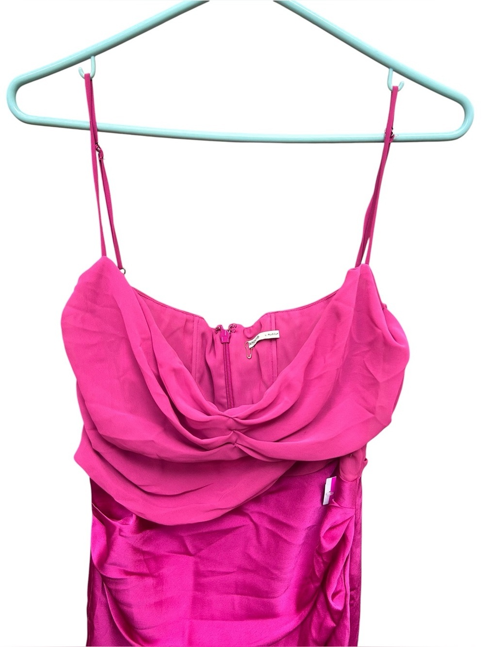 House of CB Teia midi dress is crafted from hot pink satin - Picture 2 of 10